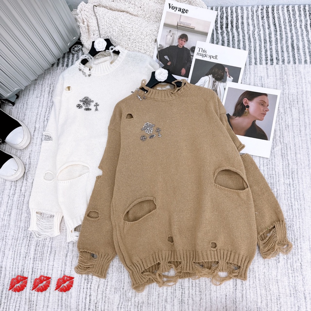 Áo len thom rách tả tơi hàng QC hot hit