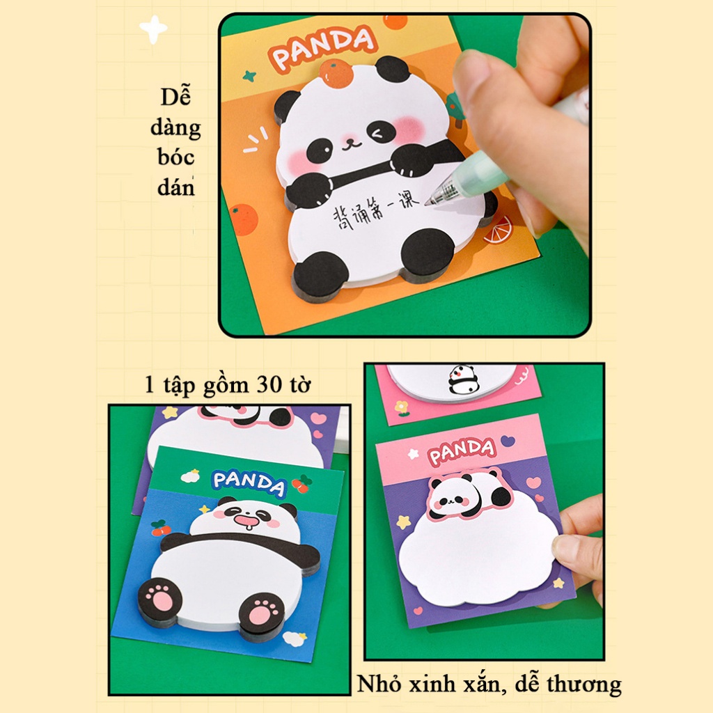 Giấy nhớ ghi chú hình chú gấu trúc PANDA xinh xắn dễ thương, note gấu trúc cute nhiều sắc màu