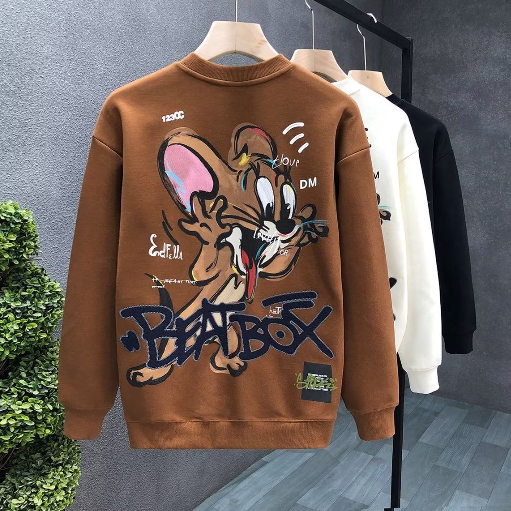 Áo Thun Tay Dài Cổ Tròn Thêu Họa Tiết Phong Cách Đường Phố Mỹ Thời Trang Mùa Thu Mới Cho Nam