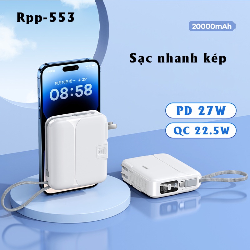 Remax RPP 553 - Sạc dự phòng Remax RPP-553 dung lượng 20000mAh - Cốc sạc kiêm sạc dự phòng siêu nhanh 27W RPP-553