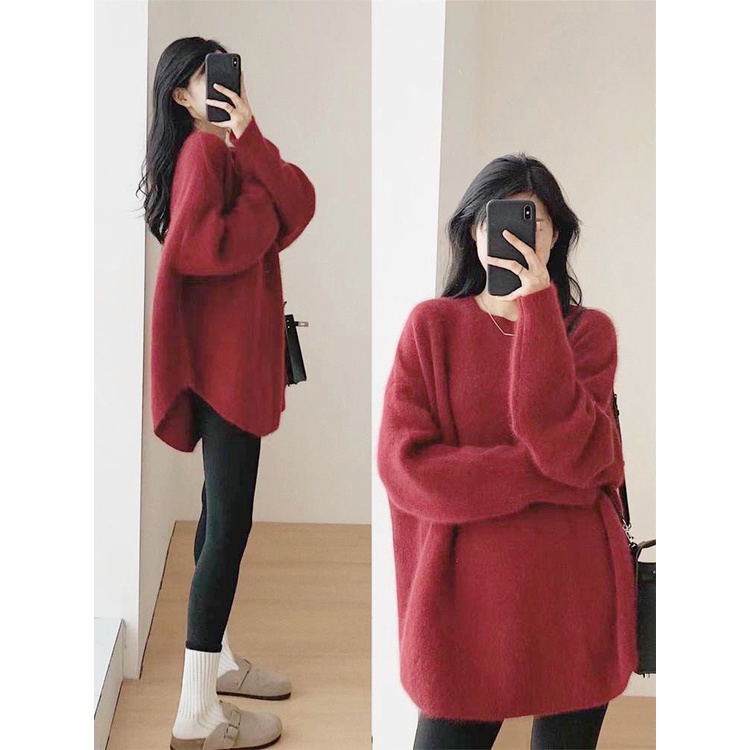 Áo sweater Dệt Kim Dáng Rộng Phong Cách Thời Trang Thu Đông Hàng Mới Dành Cho Nữ