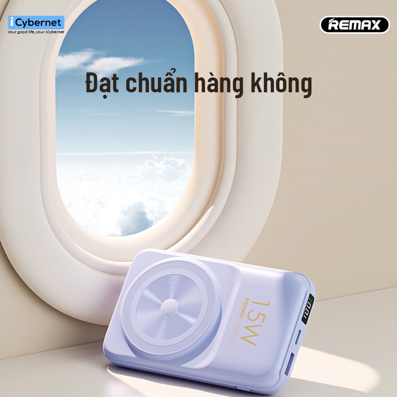 Sạc dự phòng không dây mini sạc nhanh 15W tích hợp dây Remax 10000mah Rpp - 281 chính hãng