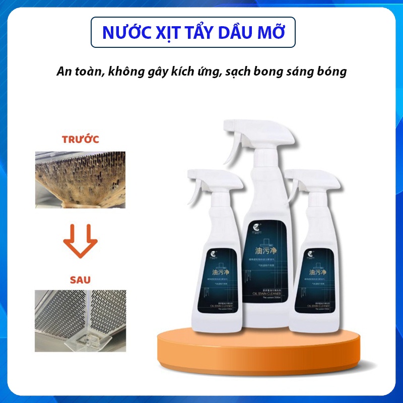 Nước xịt tẩy rửa dầu mỡ, Chai xịt nhà bếp máy hút mùi bếp ga đa năng 500ml
