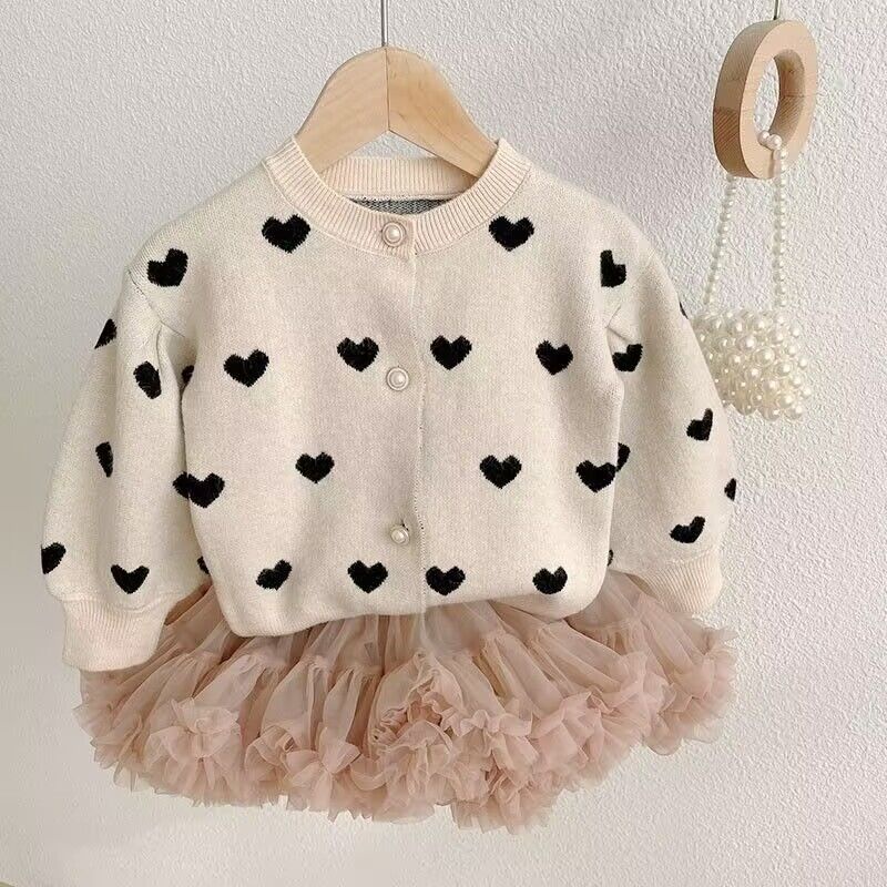 Áo Khoác cardigan Dệt Kim Tay Phồng Phong Cách Hàn Quốc Thời Trang Xuân Thu 2023 Mới Cho Bé Gái