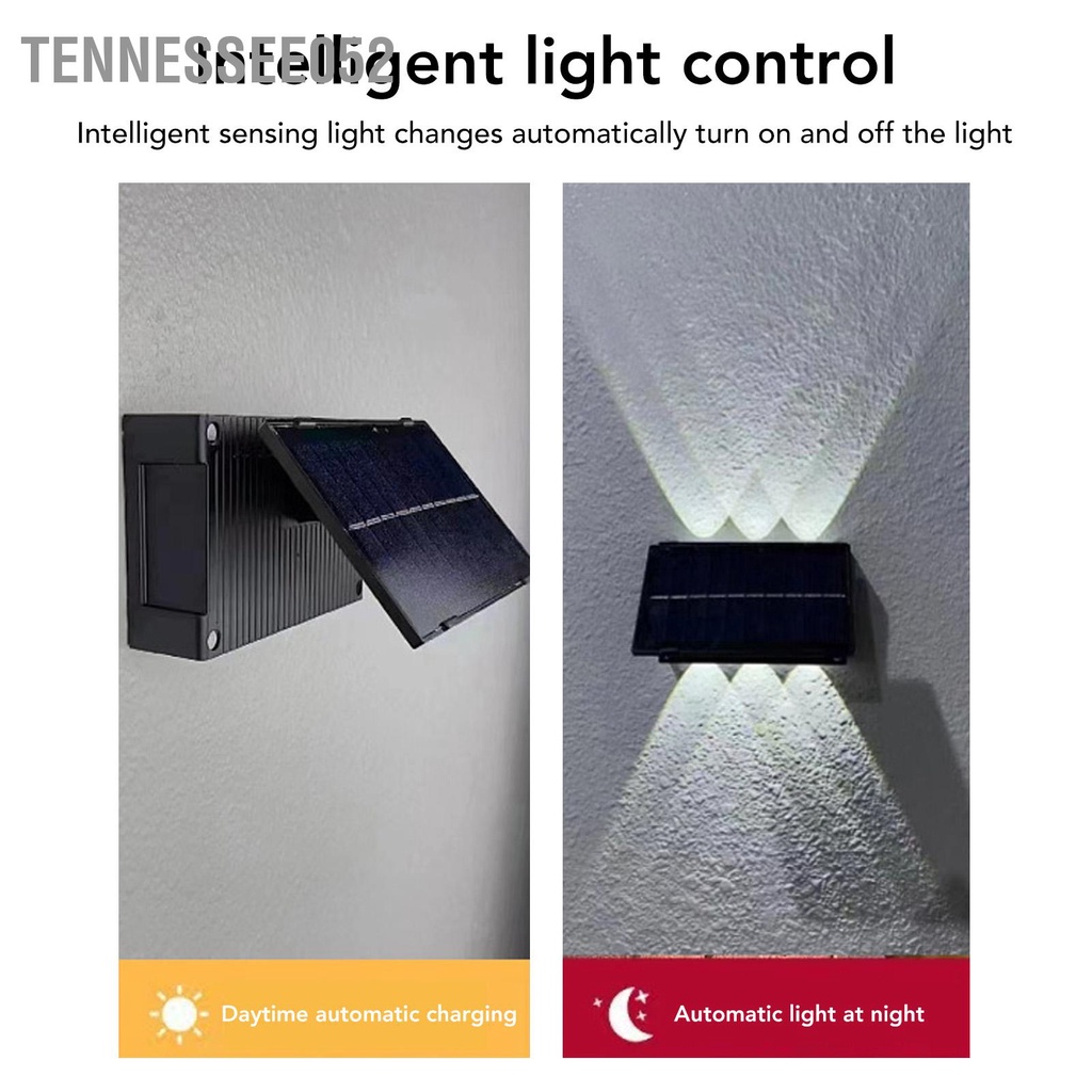 Tennessee052 Đèn năng lượng mặt trời ngoài chống nước 6 bóng đèn LED tường xung quanh cho sân vườn Sân trong thượng