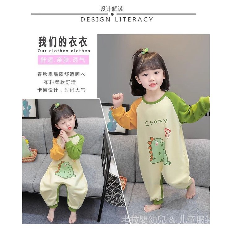 Áo Liền Quần Hình Khủng Long Nhỏ Thời Trang Xuân Thu Cho Bé Hoạt Hình