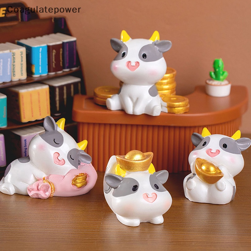 Tượng Bò Mini Bằng Nhựa resin Dễ Thương Trang Trí Tiểu Cảnh Sân Vườn