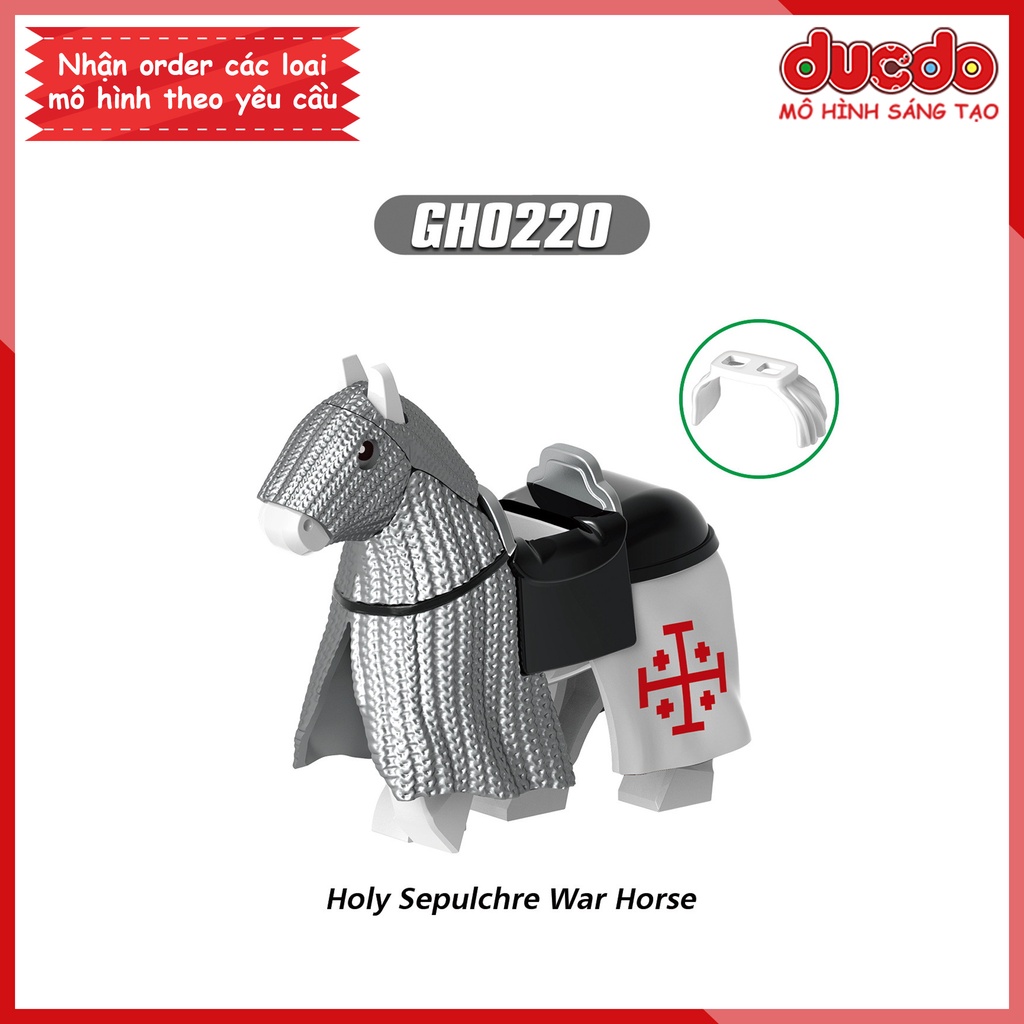 Minifigures Lính Trung Cổ Hiệp Sĩ Lính Thập Tự Chinh Cùng Chiến Mã - Đồ chơi Lắp ghép Xếp hình Mini Mô hình G0128