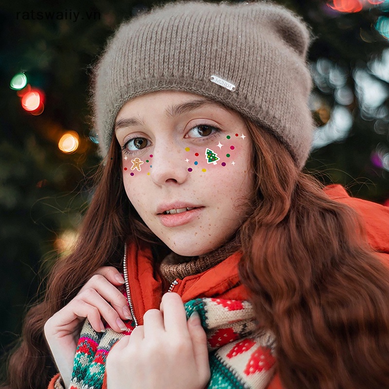 Sticker Dán Hình Xăm Tạm Thời Họa Tiết Giáng Sinh Dễ Thương Bắt Mắt