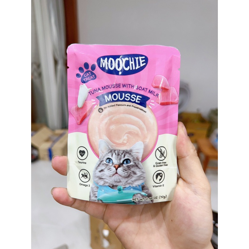 Pate MOOCHIE Thái Lan Cho Mèo, Gói 70gr, Thức Ăn Ướt Tươi Ngon, Đủ Dưỡng Chất Mèo Con Và Mèo Lớn