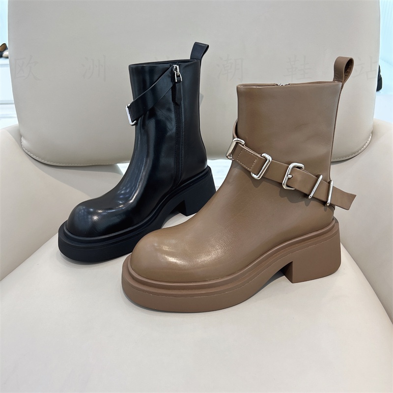 Giày Bốt martin Đế Dày Có Khóa Kéo Bên Hông Phong Cách Anh Quốc Thời Trang Mùa Thu Mới 2023