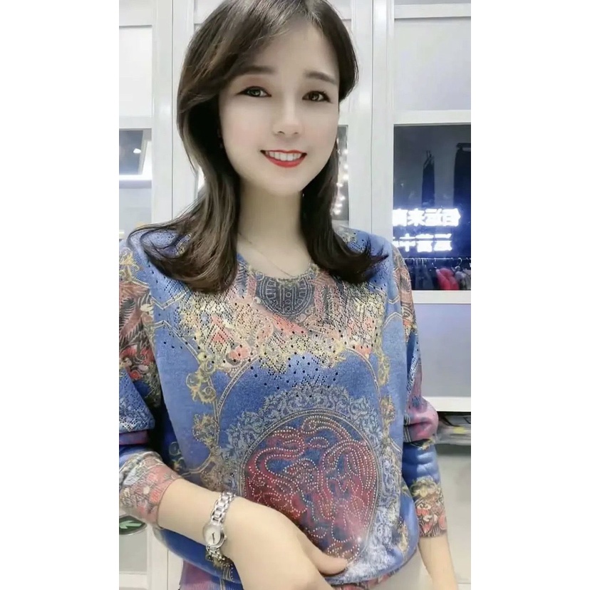 Áo Sơ Mi Tay Dài Dáng Rộng In Họa Tiết Thời Trang Mùa Thu Cho Phụ Nữ Trung Niên