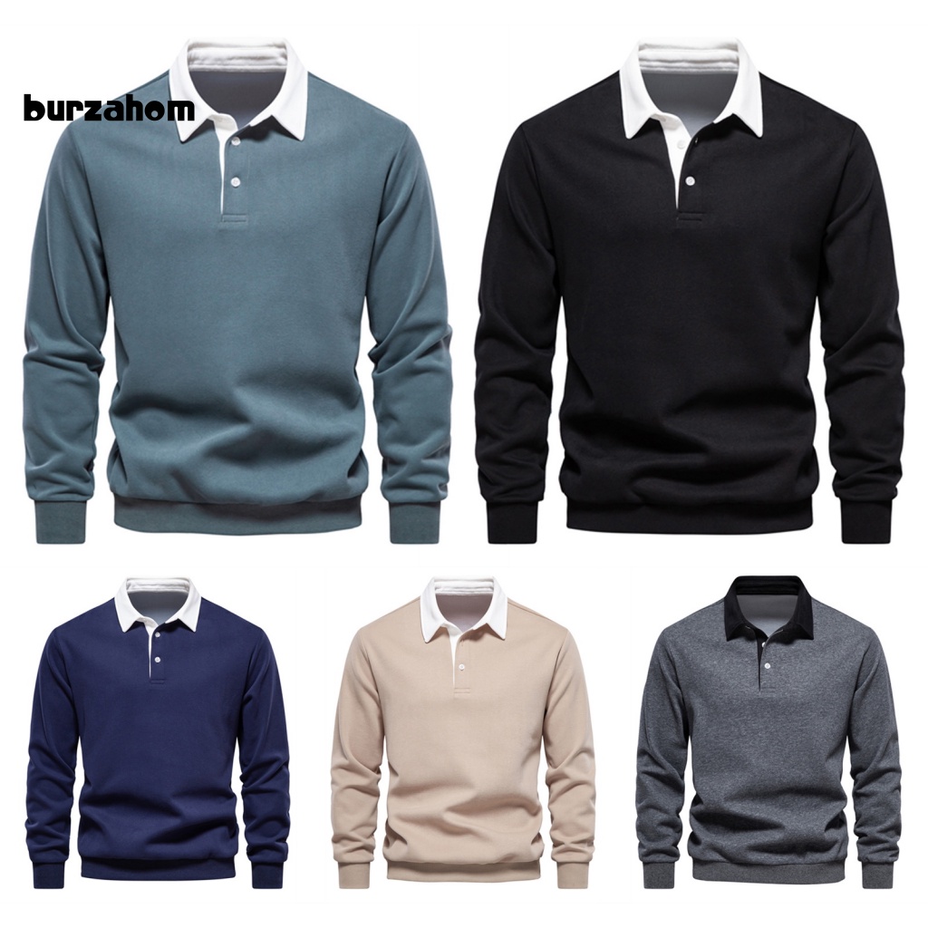 Bur_áo Nỉ Chắp Vá Màu Sắc Phong Cách Mùa Đông Có Nút Cài Giản Dị Dành Cho Nam Giới