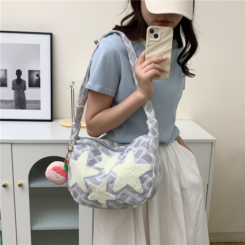Moweikaidi Túi canvas Đeo Chéo Họa Tiết Ngôi Sao Dễ Thương Thời Trang Nhật Hàn