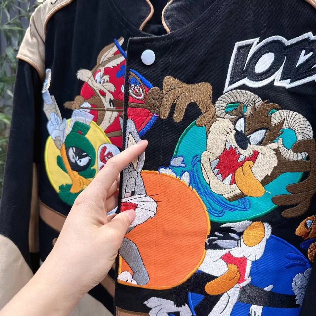 Áo khoác không quân 2024 Phong cách mới Nam hoạt hình In mùa xuân Máy bay ném bom Áo khoác cặp đôi hàng đầu