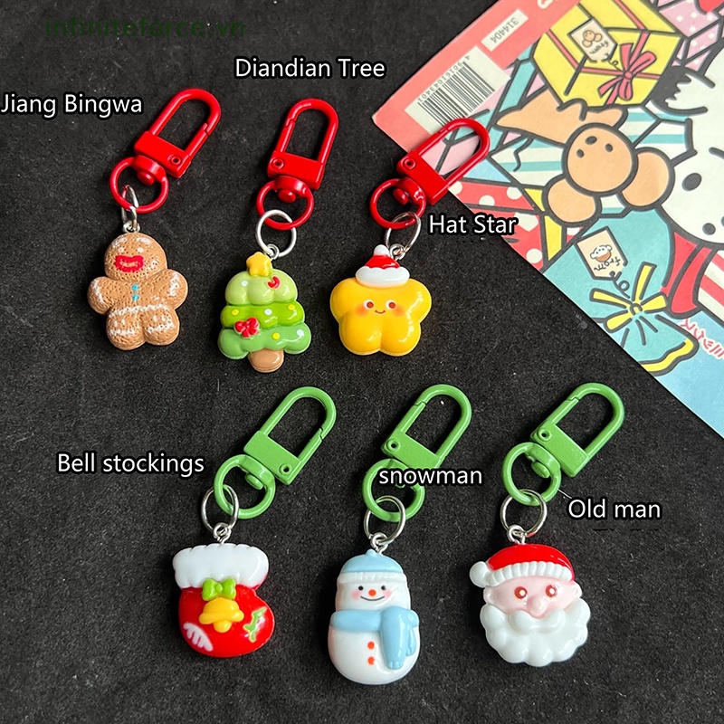 Móc Khóa Hình Búp Bê Gừng / Ông Già Noel / Cây Thông / Vớ Trang Trí Túi Xách