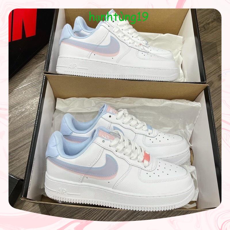 Giày Nike_Air force 1 all white,Giày AF1 LV8 trắng vệt xanh hồng cổ thấp bản nội địa trung