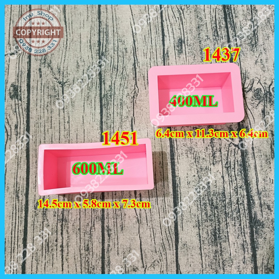 HCM - Khuôn silicon làm xà bông, xà phòng vuông, chữ nhật 400ml, 500ml, 550ml, 600ml và 1200ml