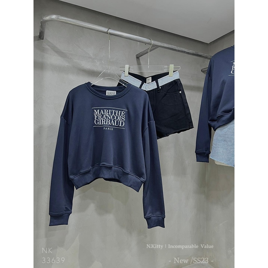 Áo ho.odie cro.p mar.ithe xanh na.vy