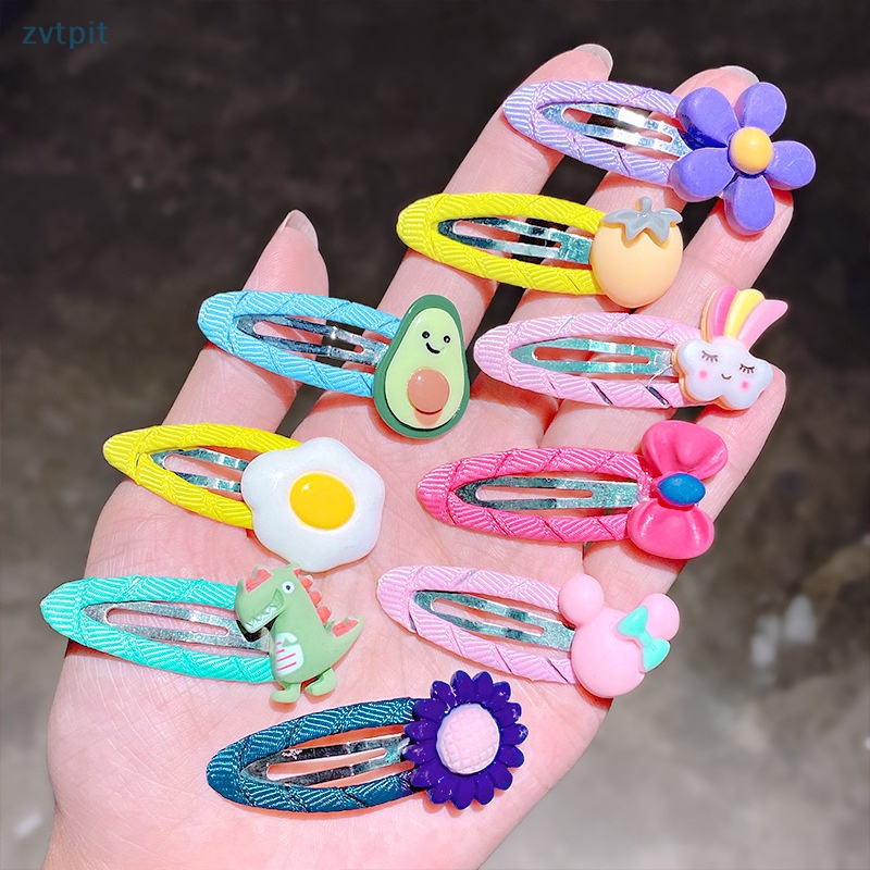 Set 10 Kẹp Tóc Hình Hoa / Động Vật Dễ Thương Cho Bé Gái vn