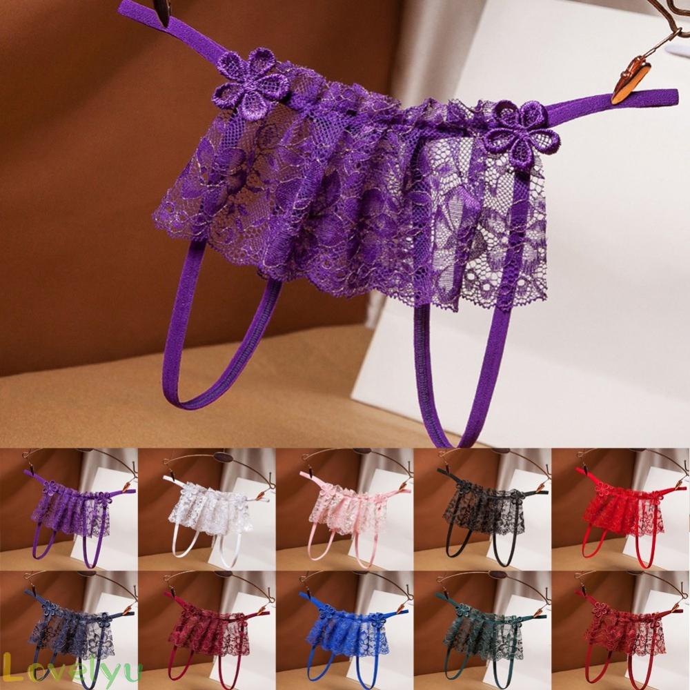⭐NEW ⭐Seductive Lace Lingerie G String Briefs with Open Crotch Women's Underwear