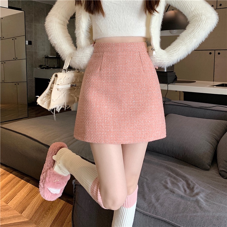 Liasynnn Chân Váy Ngắn Dáng Chữ a Nhỏ Ôm Hông Cao Cấp Thời Trang Mùa Thu Đông Có Giới Hạn ~ Chân Váy Ngắn Vải tweed