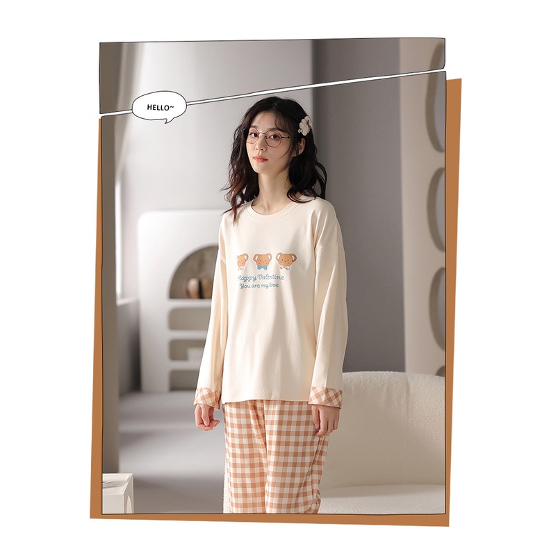 Bộ Đồ Ngủ Tay Dài In Họa Tiết Hoạt Hình Dễ Thương Thời Trang Thu Đông 2023 Cho Nữ
