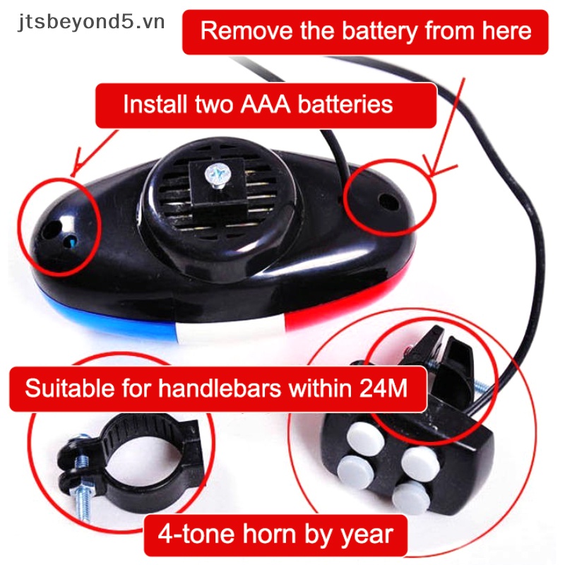 Còi Xe Đạp Cảnh Sát Có Đèn led 6 Bóng 4 Tông Cho Trẻ Em
