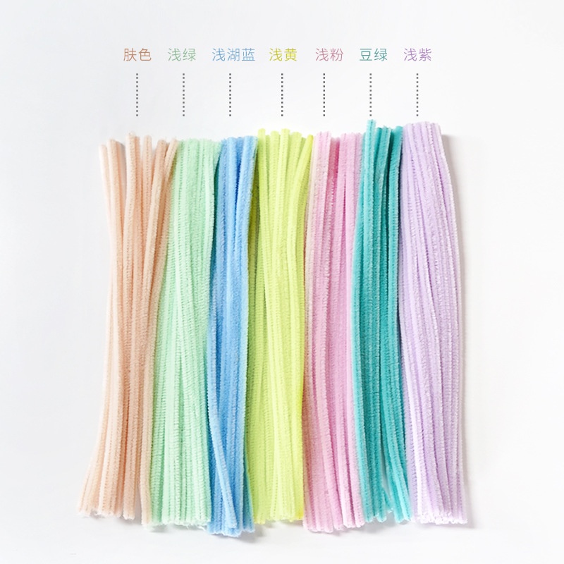 Set 300 Miếng Vải Sợi chenille 6mm * 30cm Làm Đồ Thủ Công Đa Dụng
