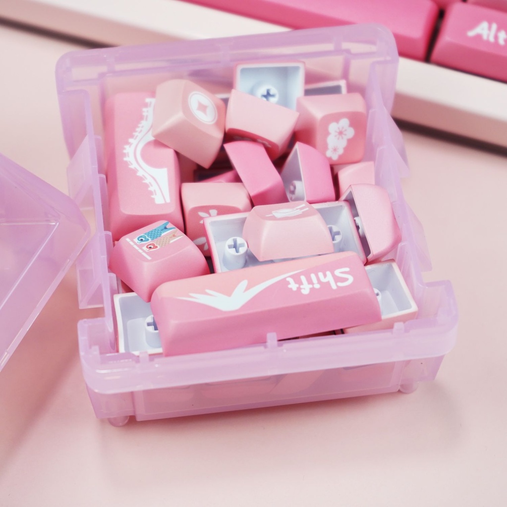 Keycaps chủ đề màu hồng Sakura, keycap 131 phím, chiều cao XDA 9,5mm, thăng hoa PBT, thích hợp cho bàn phím phím 87/68/84/104/108