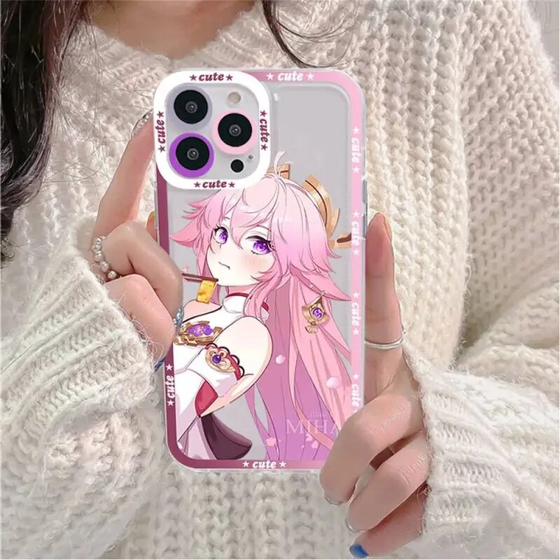 Ốp lưng iphone cạnh vuông Cute Anime Genshin Impact Yae Miko 4 8plus/x/xs/11/12/pro/max/plus/promax
