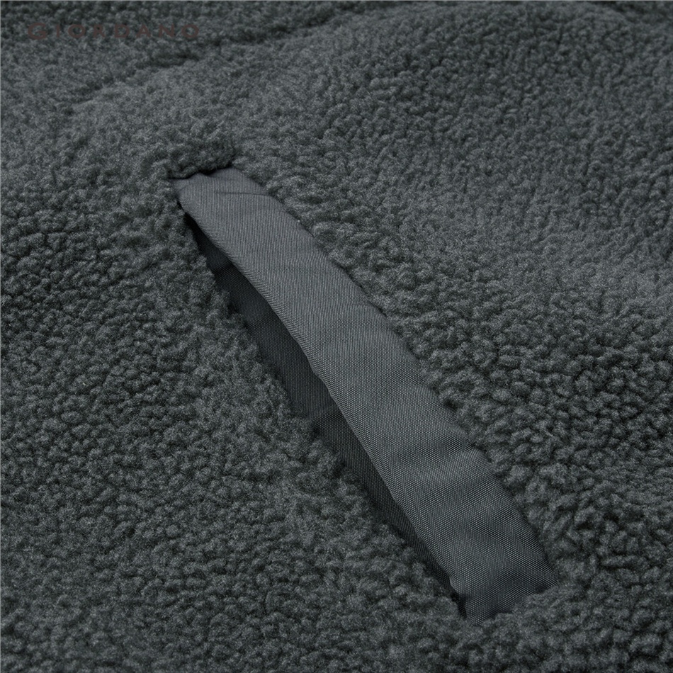 GIORDANO MEN Sherpa fleece loose hooded jacket 01073868