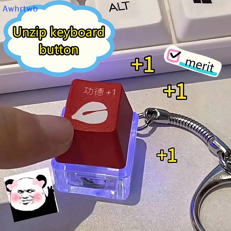 Awhrtwb merit + 1 Móc Khóa Đèn led muyu deion Nút Bàn Phím Cơ Giảm Căng Thẳng Mới