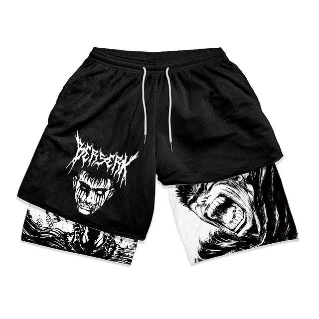 Quần Short Thể Thao 2 Trong 1 in Họa Tiết Animeberserk Thời Trang Mùa Hè Cho Nam y2k