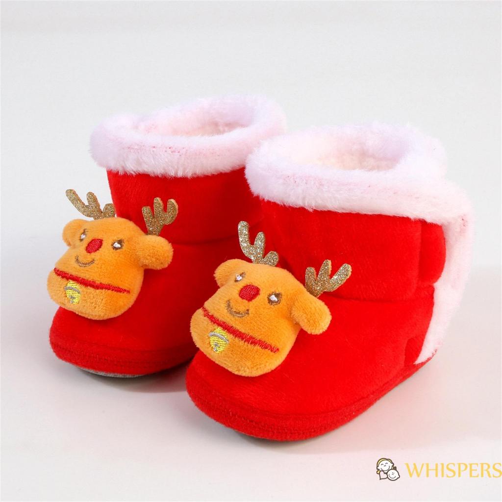 Whispers-giày Giáng Sinh Giày Ông Già Noel Tuần Lộc Đế Mềm Chống Trượt Cho Bé Tập Đi