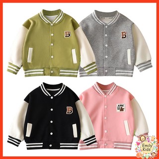 Áo Khoác Bóng Chày Bằng Vải cotton Màu Tương Phản Dễ Thương Dành Cho Bé Trai Gái 2-10 Tuổi