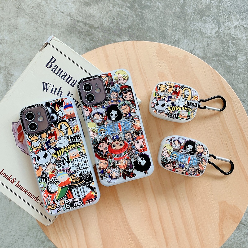 Vỏ Bảo Vệ Hộp Sạc Tai Nghe airpods 1 2 3 pro Bằng tpu Nhám Họa Tiết Hoạt Hình one piece