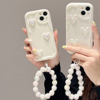 Ba trái tim + vòng tay cho iPhone17promax 16ProMax 11 / 12 / 13 / 14 15Promax xsmax xr 7 / 8plusSoft Phone Case