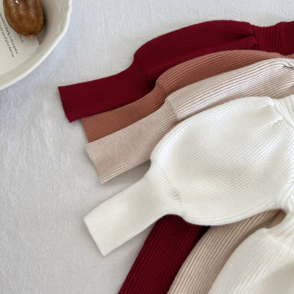 Đầm Len Dệt Kim Dài Tay Thời Trang Mùa Thu Đông Dành Cho Bé Gái 1-3 Tuổi