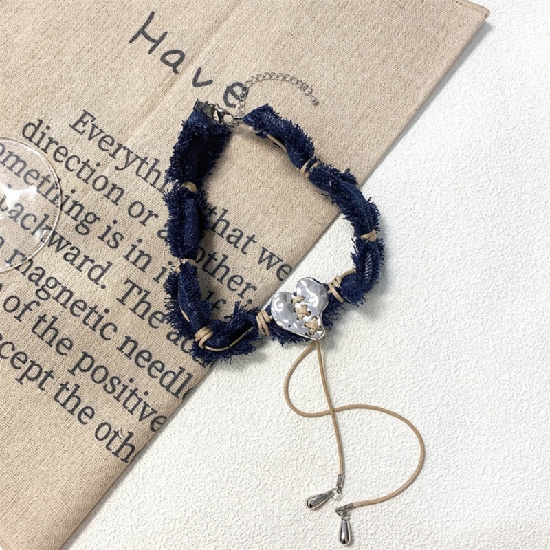 Btf Vòng Cổ choker Denim Thắt Nút Hình Ngôi Sao Trái Tim Ngôi Sao Thanh Lịch Có Thể Điều Chỉnh Trang Sức Cho Nữ