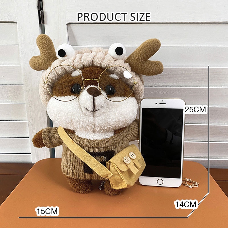 Túi Đeo Chéo Hình Thú Hoạt Hình Nhồi Bông Đáng Yêu