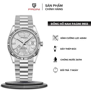  Đồng hồ nam PAGINI PA9933 dây thép đúc tinh tế đính đá sang trọng có lịch ngày 