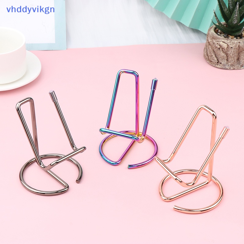 Giá Đỡ Điện Thoại / Thẻ vhdd Bằng Kim Loại Màu Vàng Kim Dễ Thương Dùng Trang Trí Bàn Làm Việc