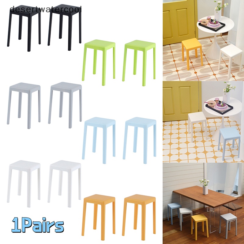 1 Cặp Mô Hình Ghế Ngồi Quầy bar Trang Trí Nhà Búp Bê Tỉ Lệ 1: 6