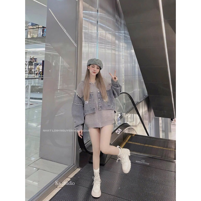 Áo khoác len pha bò