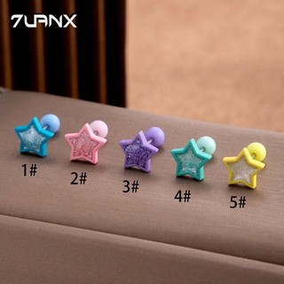 1 Đôi Bông Tai Hình Ngôi Sao Năm Cánh Bằng Thép Không Gỉ 20gauge