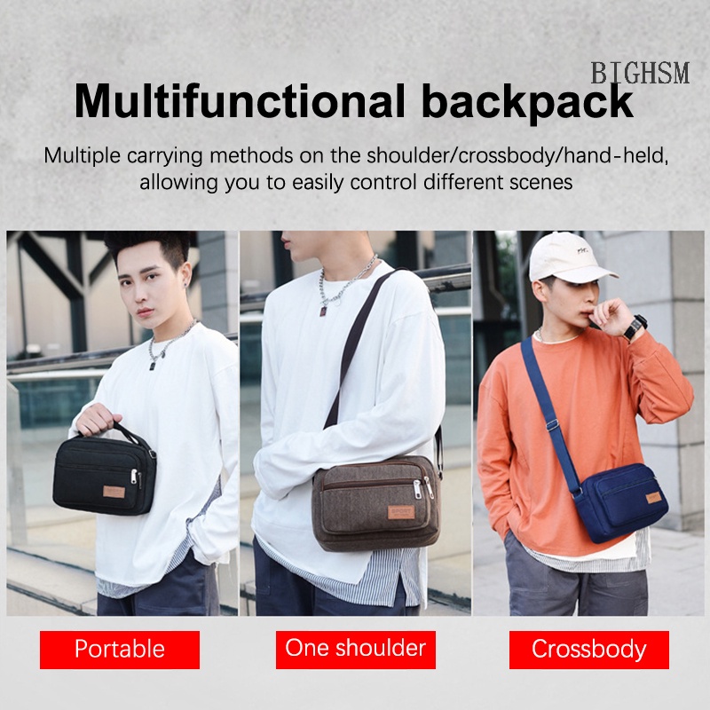 Bighsm Túi Đeo Chéo canvas Nhiều Ngăn Nhỏ Nhắn Giản Dị Dành Cho Nam skk