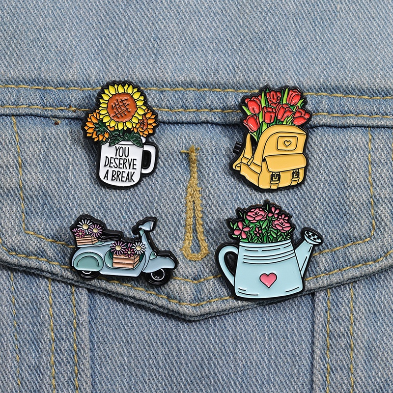 Ghim Cài Áo Hình Hoa Hướng Dương / Giày Bốt / Giày Bốt / Hoa Hồng Nghệ Thuật / Giày Đi Xe Đạp / Xe Hơi Huy Hiệu Làm Quà Tặng Bạn Bè