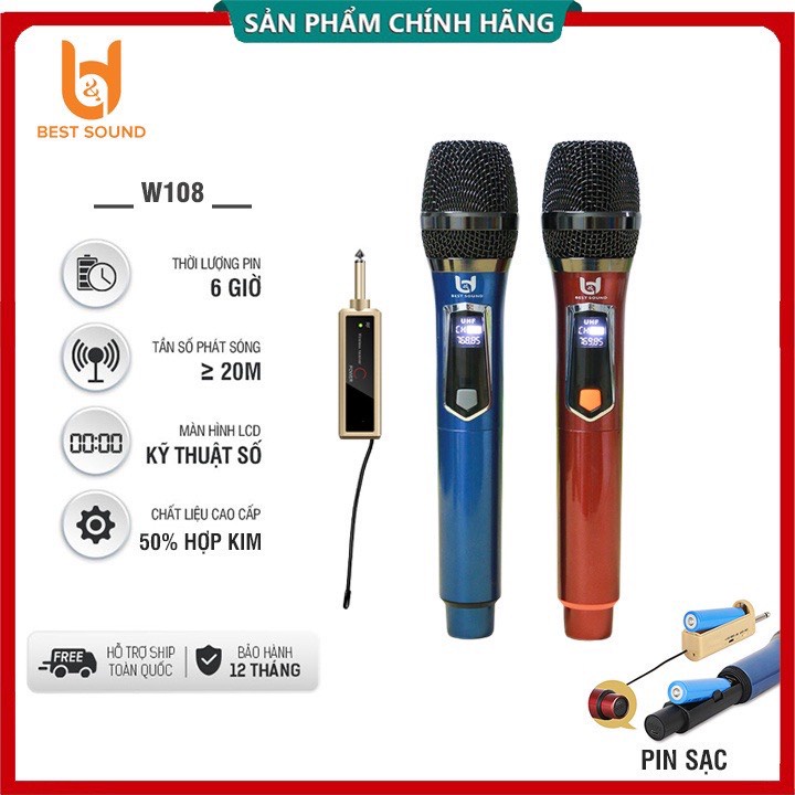 Bộ Micro không dây karaoke chuyên nghiệp ONTEKCO | E6S| MV02 |E6 BEST SOUND U-W301 | W003/W001/MU02/WR20/W108
