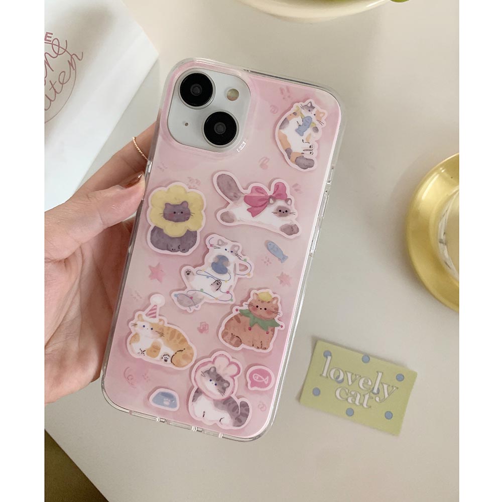 Vỏ Bao Da Điện Thoại Cứng Hình Mèo Cho iphone 12 12pro 12promax 13 13pro 13promax 14 14pro 14promax 15 15pro 15promax Ốp